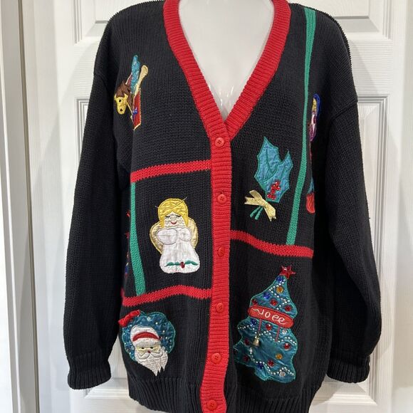Vintage Christmas Cardigan Sweater Plus Size 2X Work in Progress Gladys Bagley - Picture 9 of 13